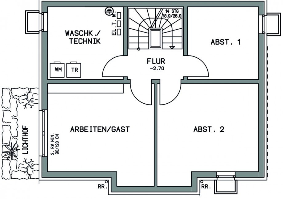Untergeschoss Einfamilienhaus Lichtenwald / Thomashardt