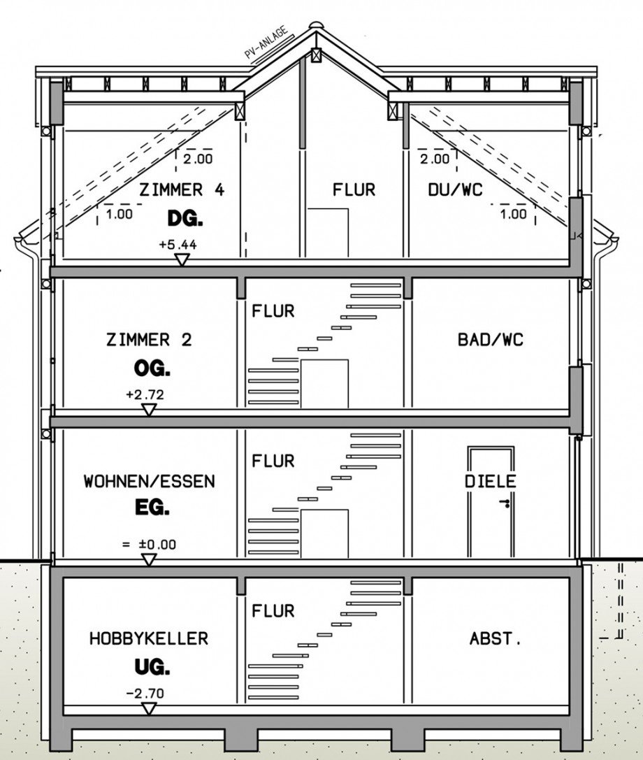 Schnitt Einfamilienhaus Herrenberg / Affst�tt