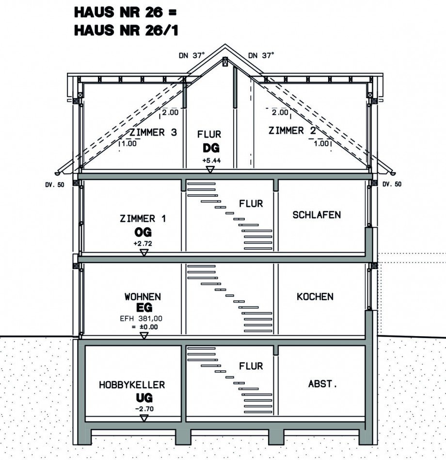 Schnitt Doppelhaush�lfte Filderstadt / Bonlanden