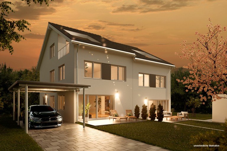 Ansicht Backnang Doppelhaush�lfte Mitten in Backnang Moderne und sehr gro�z�gige DHH in reizvoller Lage und mit ruhiger Gartenidylle
