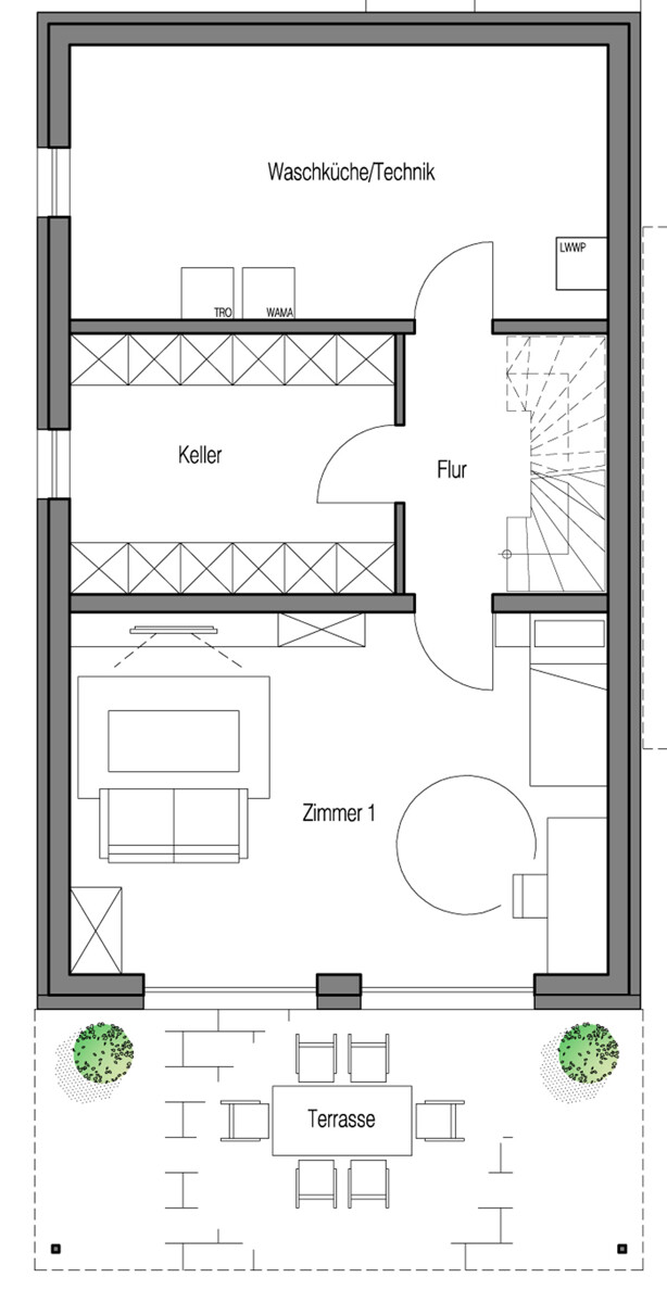 Gartengeschoss Einfamilienhaus Ostelsheim