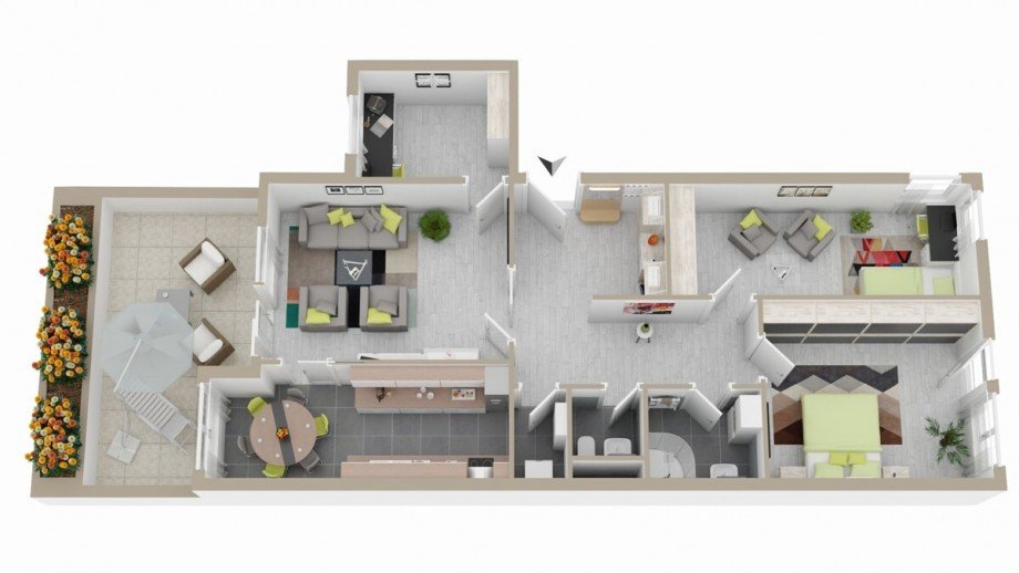 Grundriss Terrassenwohnung Stuttgart / Neugereut