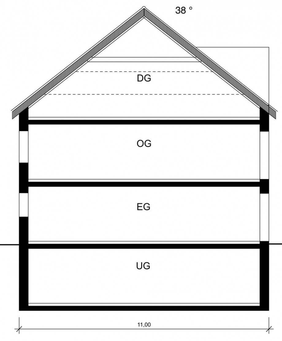 Schnitt Einfamilienhaus Stuttgart / Feuerbach