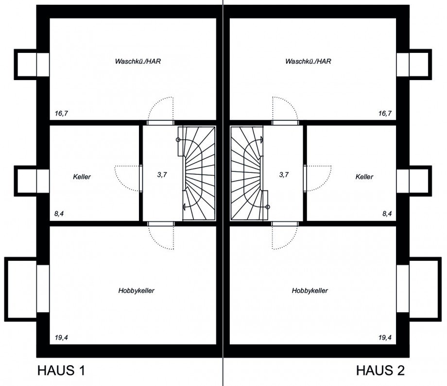 Untergeschoss Doppelhaush�lfte Stuttgart / M�hringen