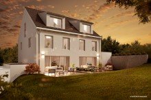 Ansicht Sehr gro�z�gig und modern:  Wohnen in ruhiger Randlage mit herrlichem Garten  DHH in Ostelsheim