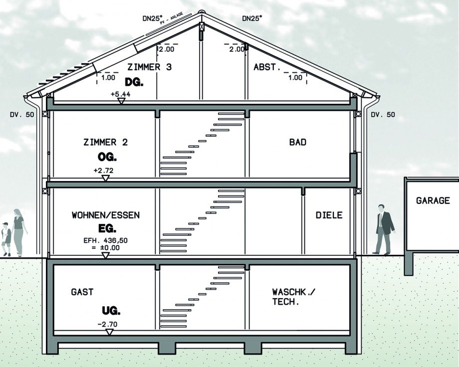 Schnitt Doppelhaush�lfte Leinfelden-Echterdingen / Musberg