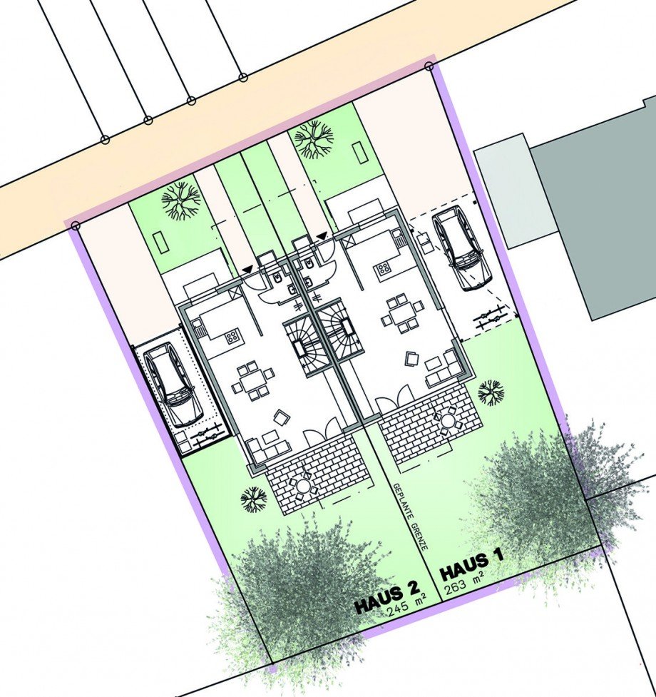 Lageplan Doppelhaush�lfte Hildrizhausen