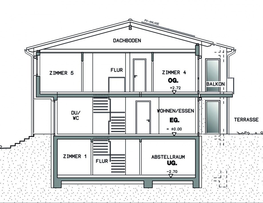 Schnitt Einfamilienhaus Sindelfingen / Maichingen