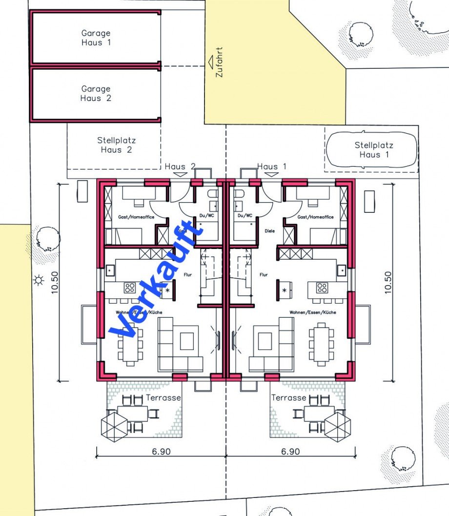Lageplan Doppelhaush�lfte G�rtringen