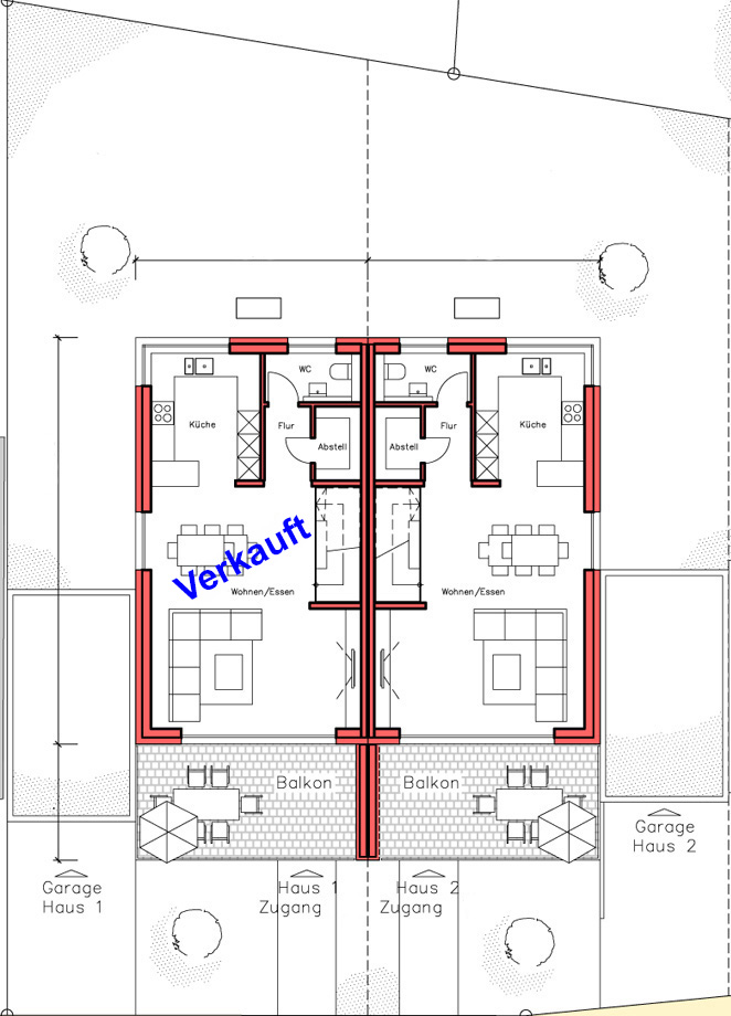 Lageplan Doppelhaush�lfte Weissach