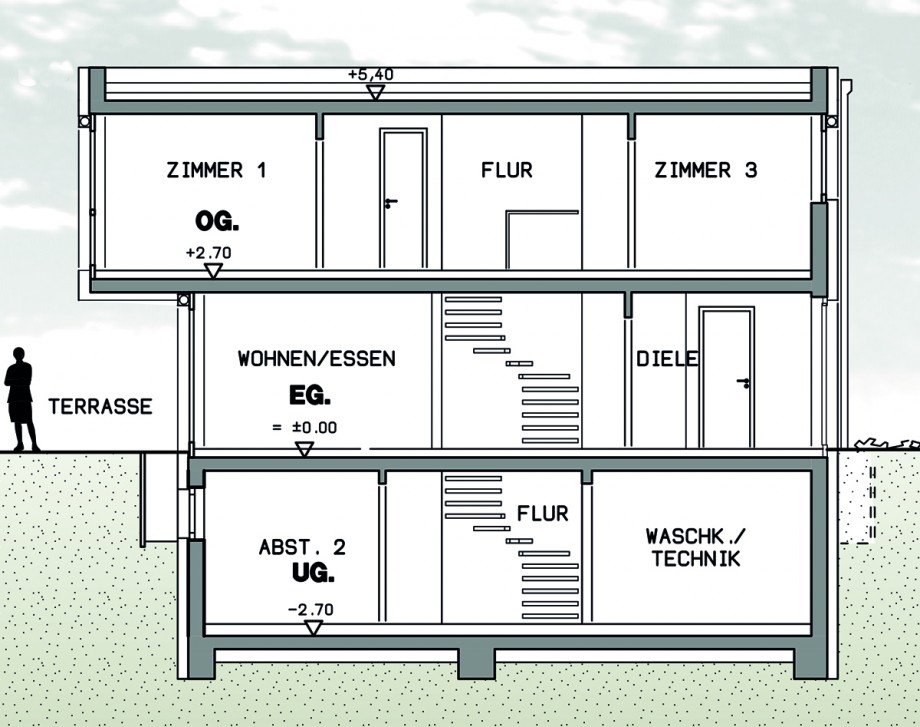 Schnitt Doppelhaush�lfte Wernau