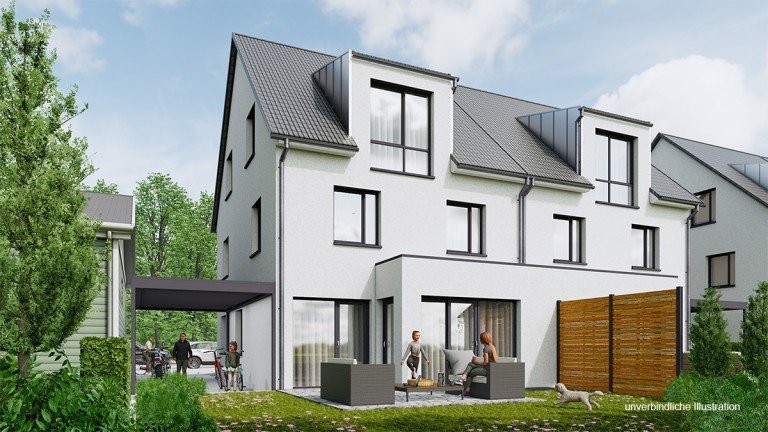 Ansicht Stuttgart / M�hringen Doppelhaush�lfte Modernes + gro�z�giges Wohnen in beliebter Lage Attraktive DHH mit herrlichem Garten in M�hringen