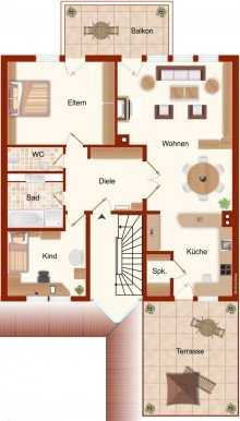 1.Obergeschoss Ehningen - Idyllisch Wohnen an der W�rm:  Charmantes 2-Familien-Architektenhaus mit ELW 