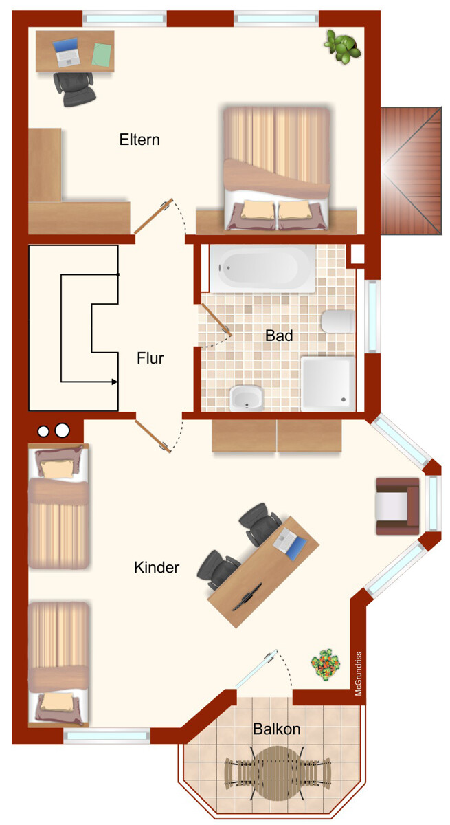 Obergeschoss Reiheneckhaus Renningen / Malmsheim