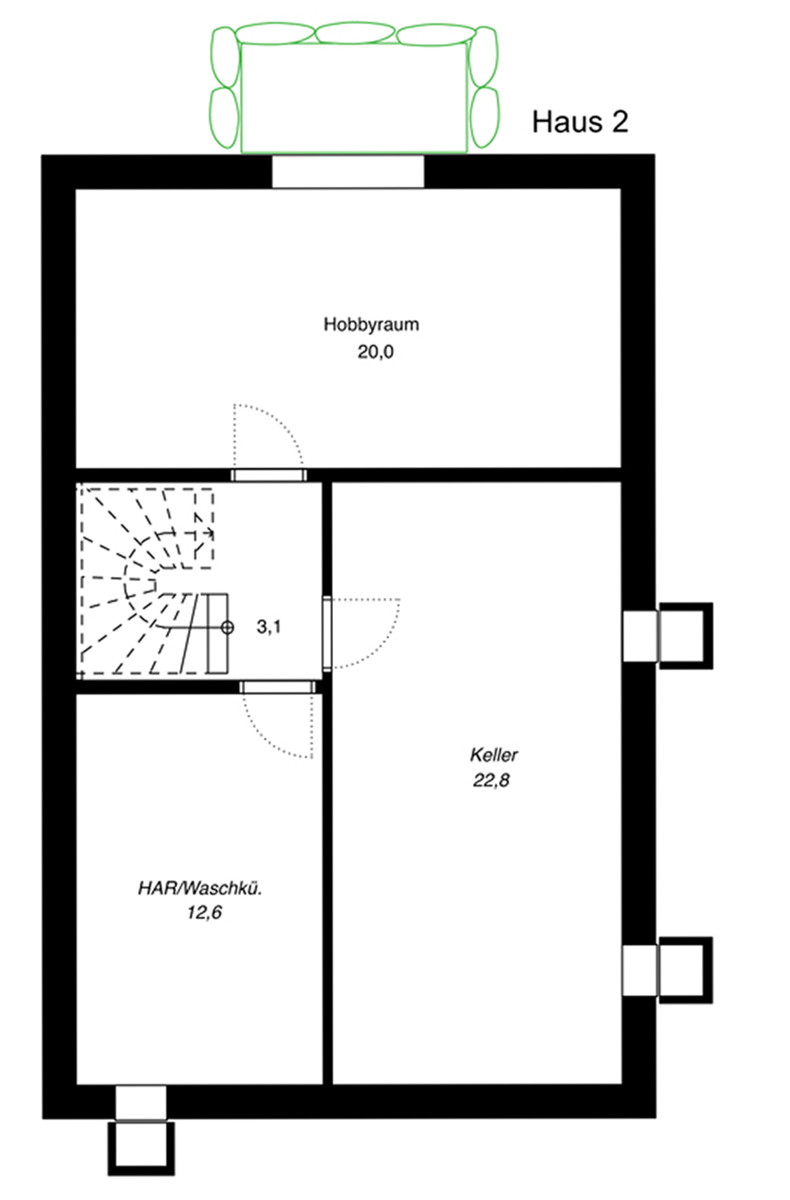 Untergeschoss Einfamilienhaus Stuttgart / Feuerbach
