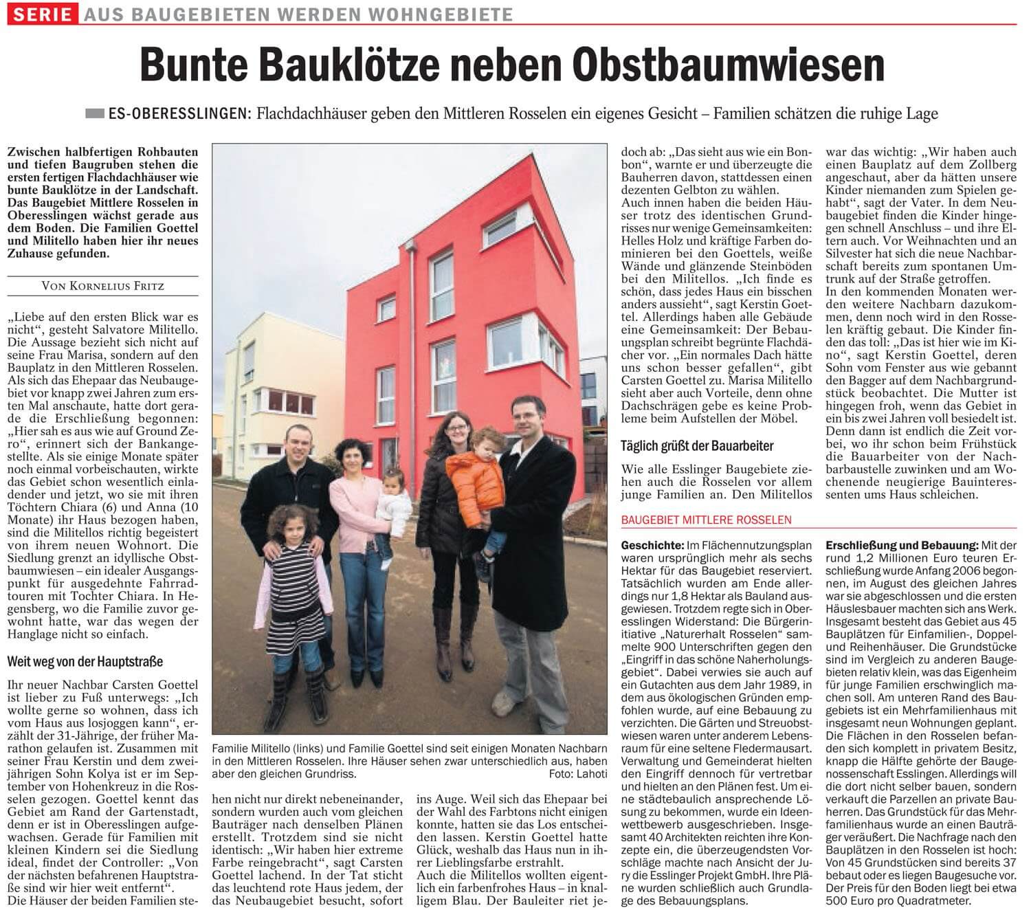 Pressebericht der Esslinger Zeitung über gut Immobilien