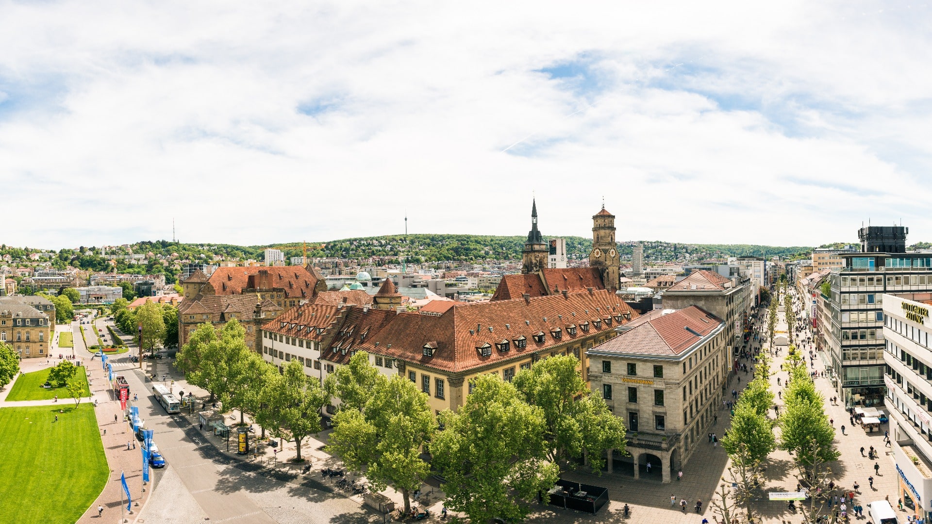 High Angle View of Stuttgart Koenigstrasse Panorama