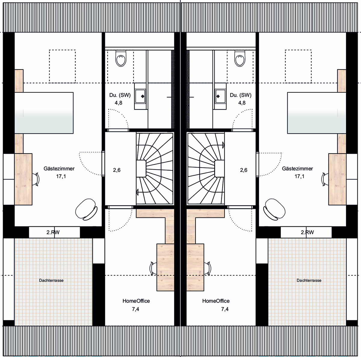 Dachgeschoss - Mitten in Backnang „Moderne und sehr großzügige DHH in reizvoller Lage und mit ruhiger Gartenidylle“