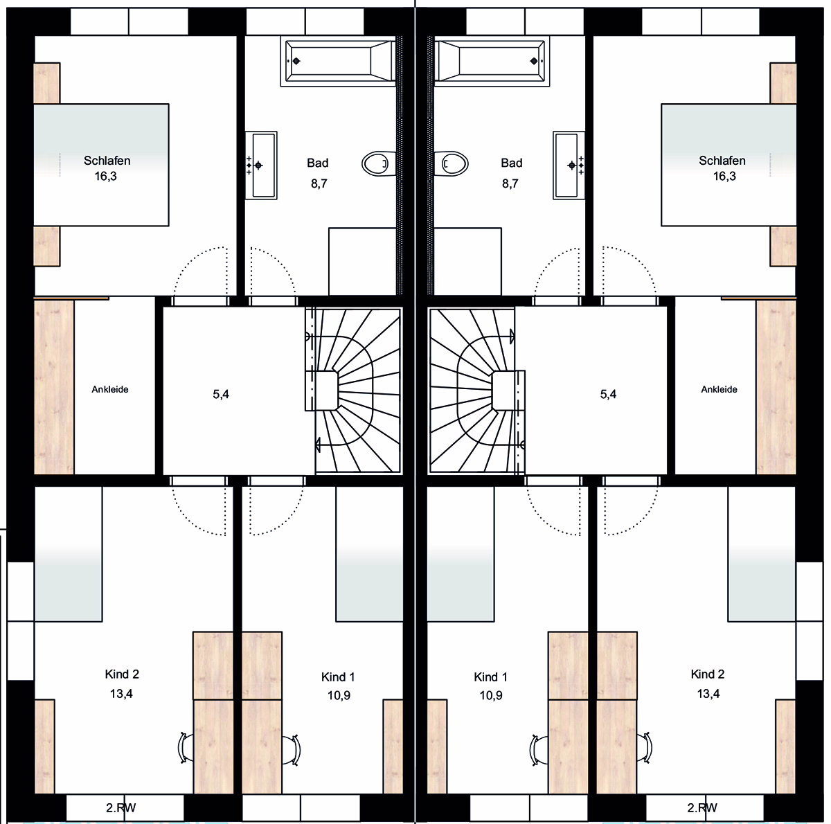 Obergeschoss - Mitten in Backnang „Moderne und sehr großzügige DHH in reizvoller Lage und mit ruhiger Gartenidylle“