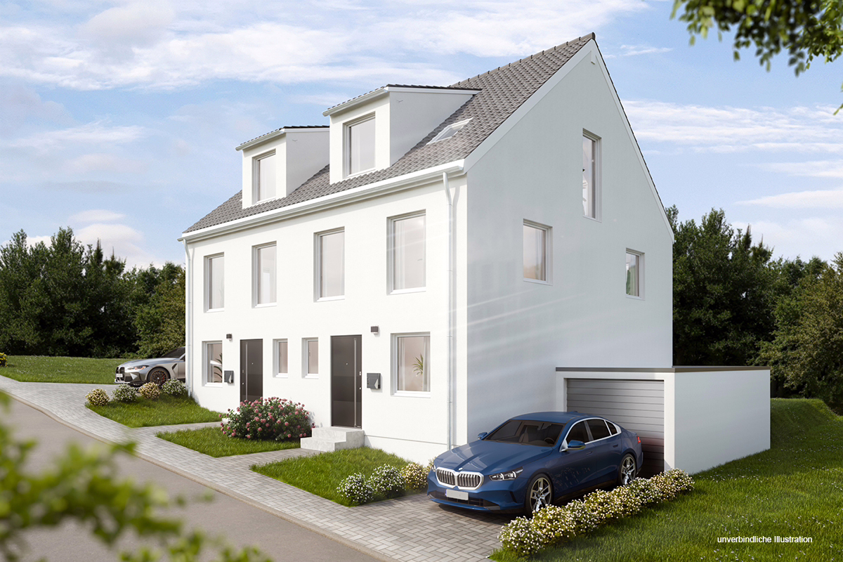 Ansicht - Eine Freude für die junge Familie: „Wohnen mit herrlichem Sonnengarten“ Moderne DHH in Ostelsheim