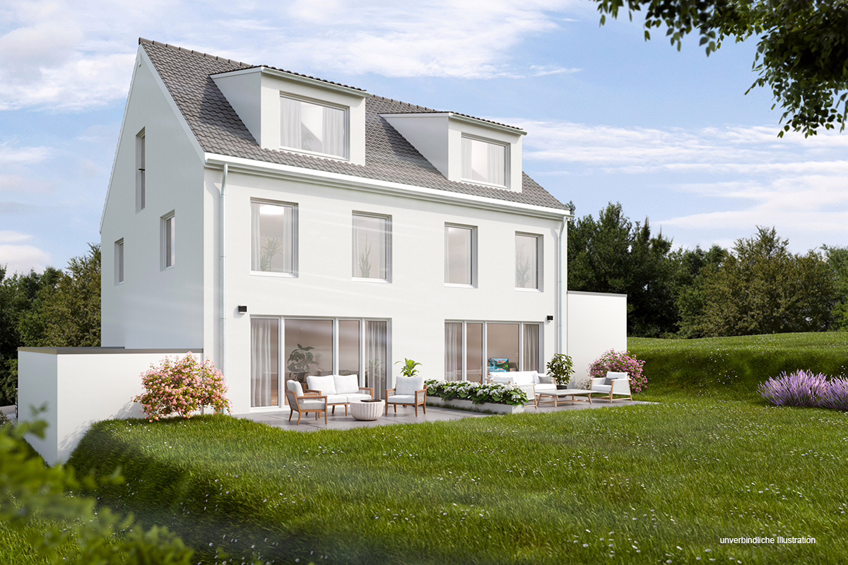 Ansicht - Eine Freude für die junge Familie: „Wohnen mit herrlichem Sonnengarten“ Moderne DHH in Ostelsheim