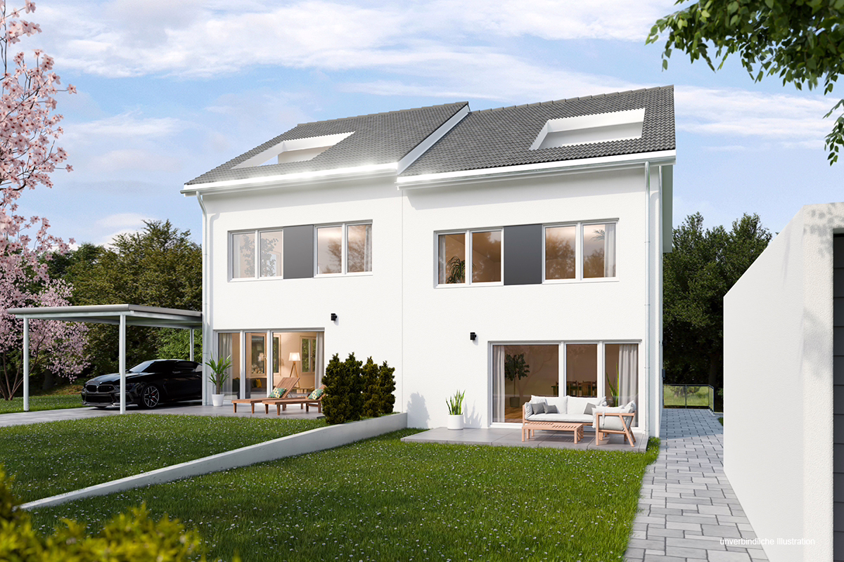 Ansicht - Mitten in Backnang „Moderne und sehr großzügige DHH in reizvoller Lage und mit ruhiger Gartenidylle“