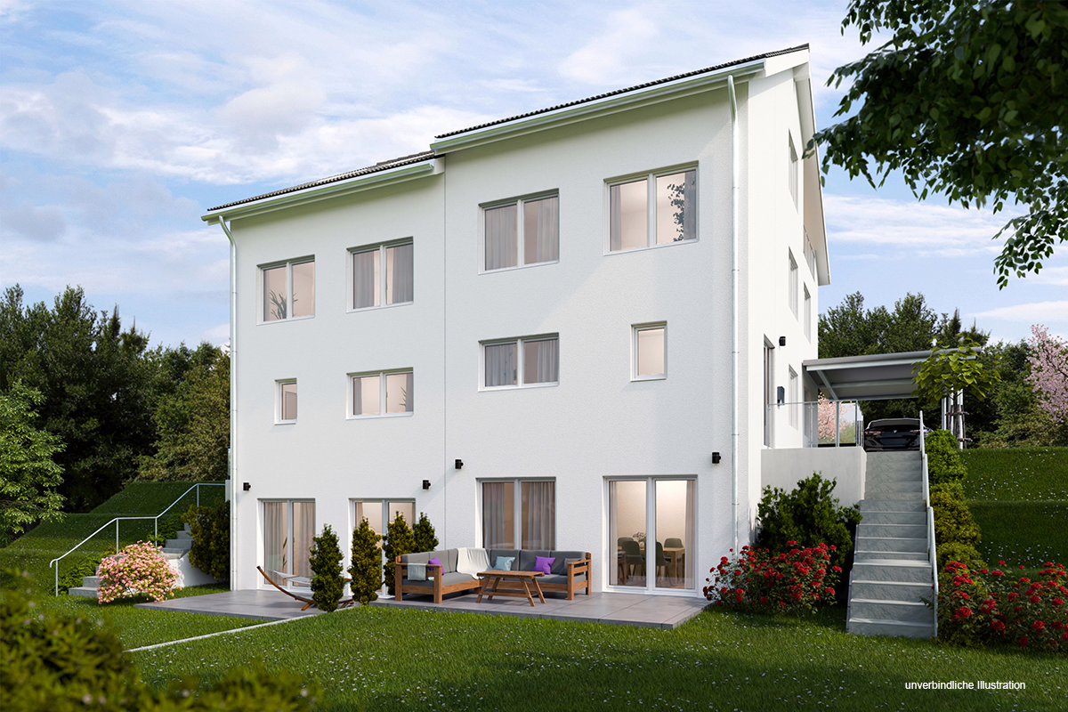 Ansicht - Mitten in Backnang „Moderne und sehr großzügige DHH in reizvoller Lage und mit ruhiger Gartenidylle“