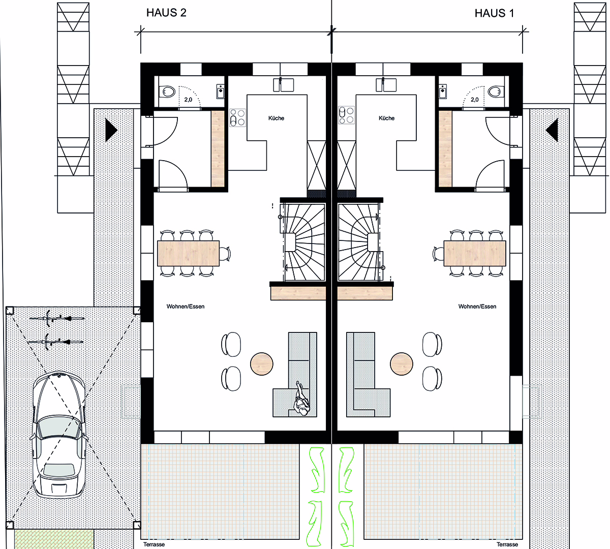 Erdgeschoss - Mitten in Backnang „Moderne und sehr großzügige DHH in reizvoller Lage und mit ruhiger Gartenidylle“